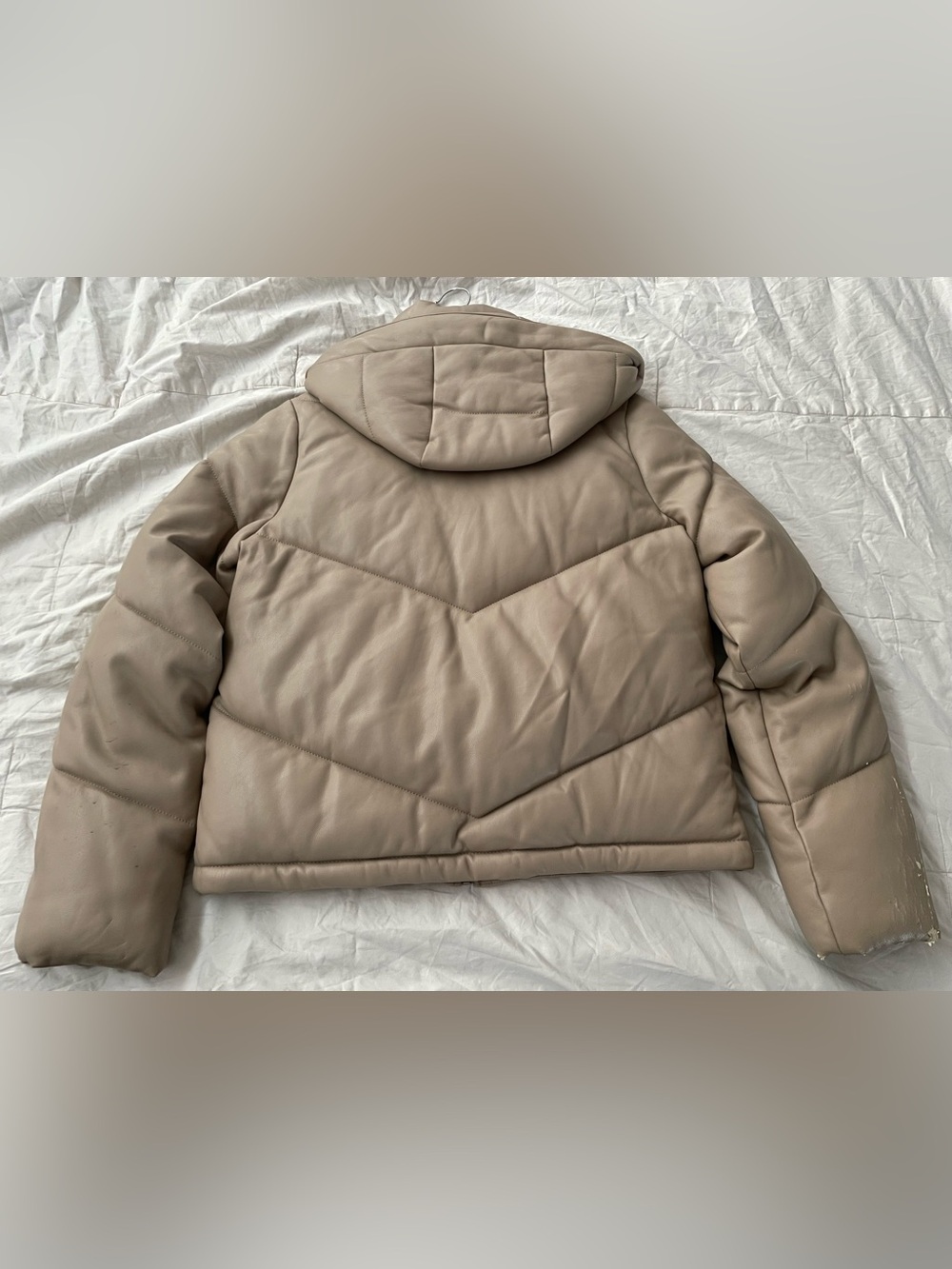 Abercrombie & Fitch Light Beige Puffer Jacket with High Collar - Picture 4 of 8